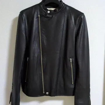 블랙 가죽 자켓 스탠드 카라