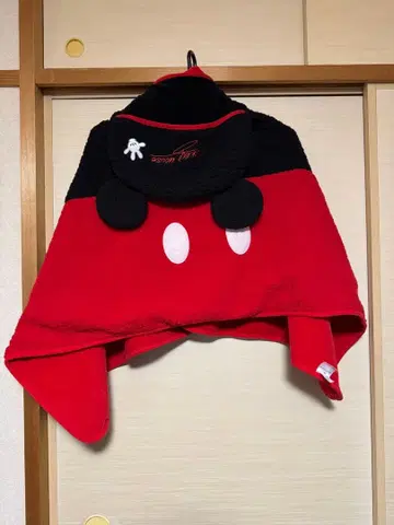 디즈니 미키 후드 부착 담요 판초