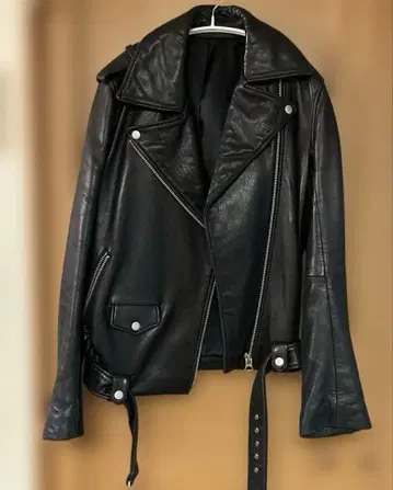 il 블랙 가죽 고급 라이더 자켓 램 가죽 M 사이즈