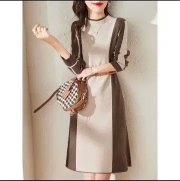 니트 원피스 여성용 가을/겨울 긴팔 니트 원피스 벨트