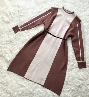 니트 원피스 여성용 가을/겨울 긴팔 니트 원피스 벨트