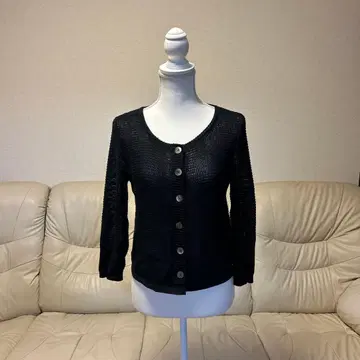 블랙 버튼 니트 가디건