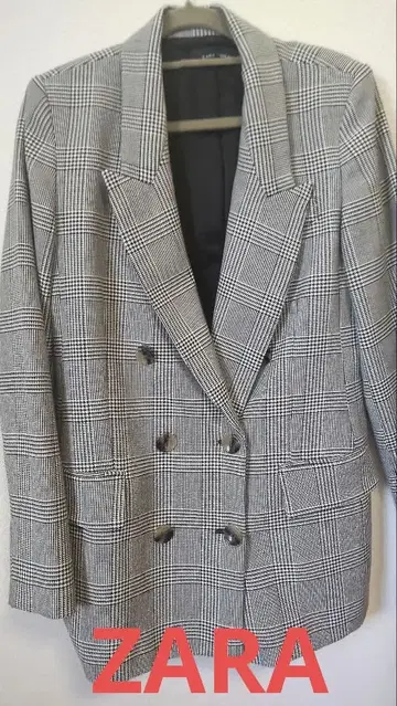 ZARA 새상품급 체크 무늬 더블 브레스트 자켓