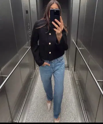 ZARA 크루넥 숏 자켓