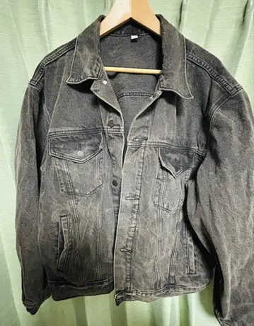 [ GU ] 남성용 다크 그레이 데님 자켓 2XL 워시 가공