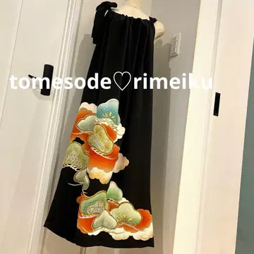 블랙 기모노 리메이크 드레스 기모노 원피스 전통 예복 기모노 원피스