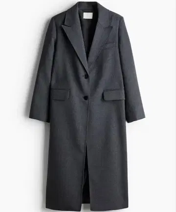 싱글 브레스티드 코트 다크 그레이 멜란지