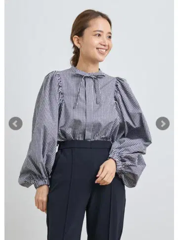 yori 리본 블라우스 네이비