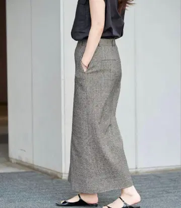 IENA 트위드 슬릿 스커트 브라운 34