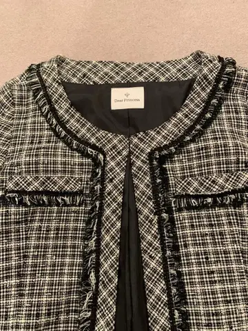 Dear Princess 노카라 자켓 블랙 화이트 체크