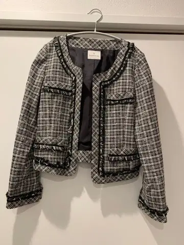 Dear Princess 노카라 자켓 블랙 화이트 체크