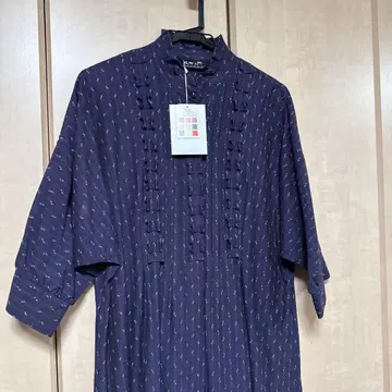 네이비 프릴 셔츠 원피스