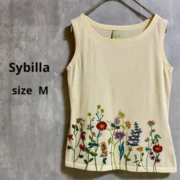 Sybilla 워셔블 플라워 자수 꽃무늬 슬리브리스 니트 M 사이즈