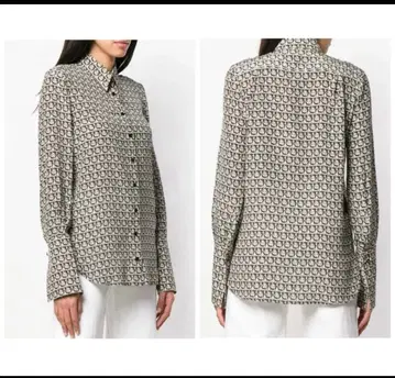 정가 17만 Salvatore Ferragamo 실크 블라우스 긴팔 셔츠