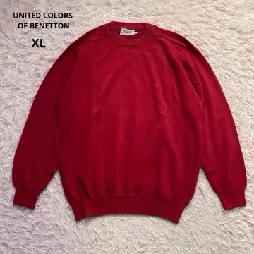 BENETTON 베네통 남성용 니트 티셔츠 빨간색 XL 사이즈 빅 사이즈