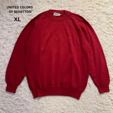 BENETTON 베네통 남성용 니트 티셔츠 빨간색 XL 사이즈 빅 사이즈