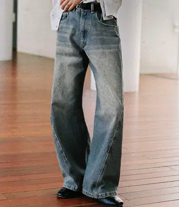 WYM VINTAGE WASHED CURVED DENIM L
