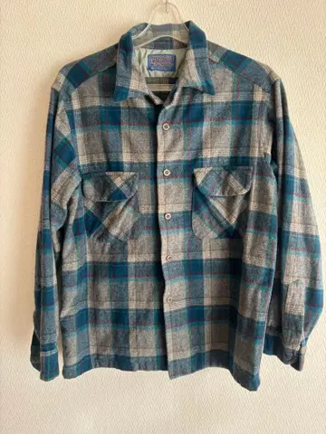 Pendleton 블루, 그레이 체크 계열 패턴 플란넬 셔츠 L 사이즈