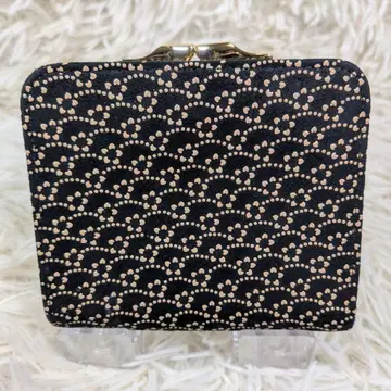 인덴야 접이식 지갑 가마구치 올 패턴 꽃무늬 네이비