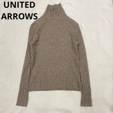 유나이티드 애로우즈 울 야크 캐시미어 리브 터틀 니트 베이지