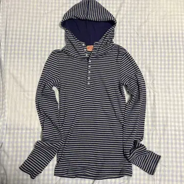 CUBE SUGAR 스트라이프 후드 부착 상의 헤이세이 y2k 그런지