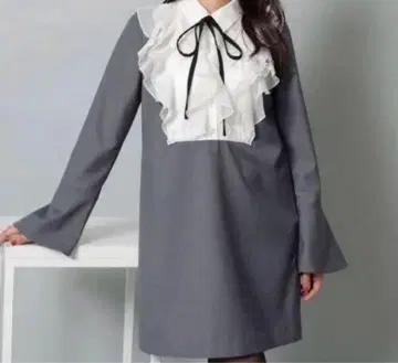 리랜드트루 프릴 보타이 미니 원피스