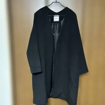 JEANASiS 블랙 롱 코트 오픈 프론트