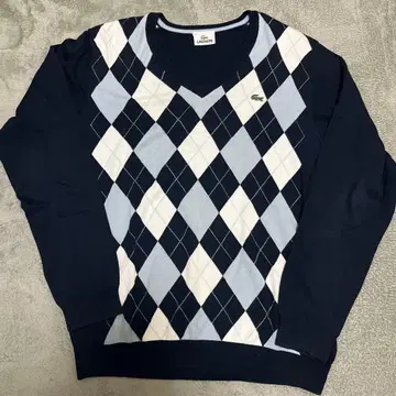 LACOSTE 라코스테 아가일 V넥 스웨터