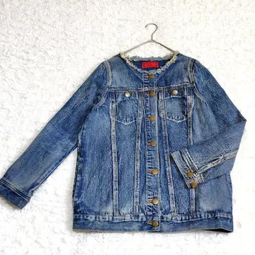 [ 새상품급 ] somari 빈티지풍 노카라 데님 자켓 블루