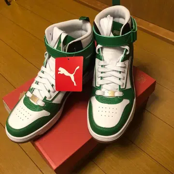 PUMA 하이컷 스니커즈 화이트/그린