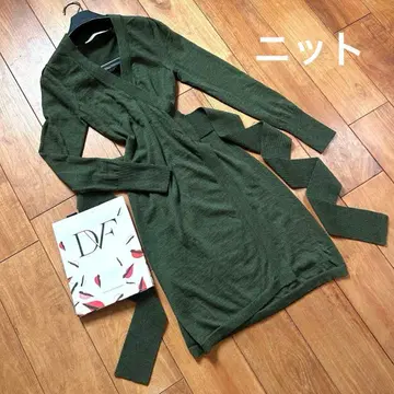 새상품급 다이앤 폰 파스텐버그 니트 원피스 카키 랩 드레스 S