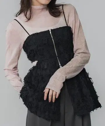 퍼블릭 도쿄 사이드홀 자카드 뷔스티에