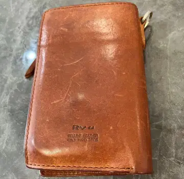 RYU 천연 가죽 접이식 지갑 브라운