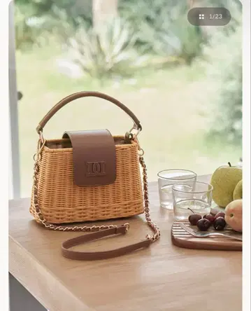 라탄 베이지 숄더백