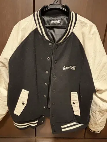 supplier 바시티 자켓 L 블랙/화이트