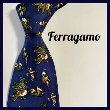 새상품급 페라가모 넥타이 이탈리아 네이비 새 버드 고급 올 패턴