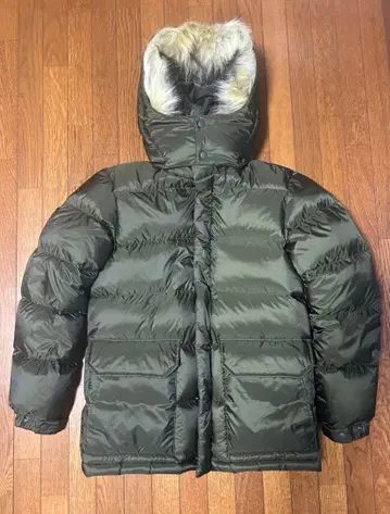 유니클로 다운 자켓 퍼 달린 후드 카키 새상품급