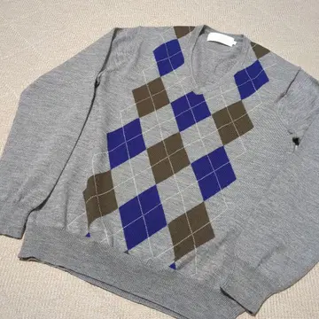 새상품!! EDIFICE 아가일 V넥 스웨터 44