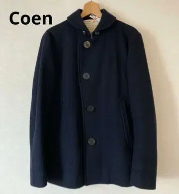 코엔 울 코트 후드 부착 네이비 M 사이즈