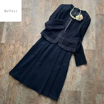 리플렉트 세레모니 노카라 자켓 플레어 스커트 네이비 졸업식