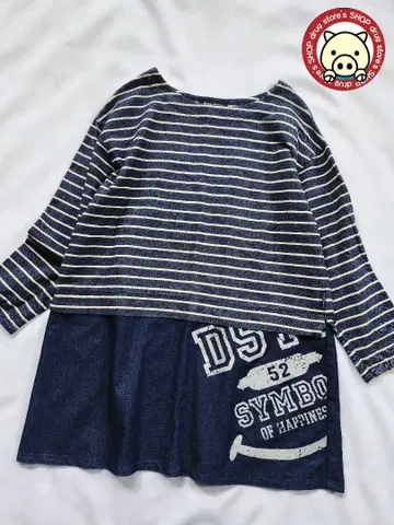 [ 새상품급 ] 드럭 스토어즈 도킹 데님 보더 상의 원피스