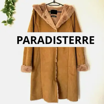 PARADISTERRE 파라디테르 브라운 무스탕 코트 후드 부착