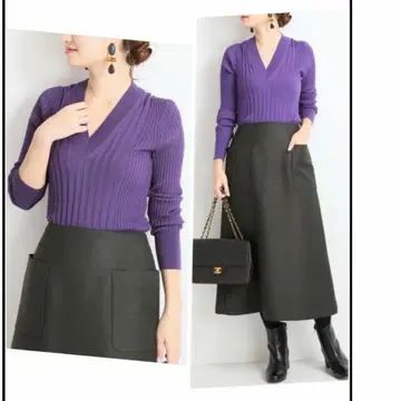 벨메이유 파 이에나 ONTARIO Rib V넥 풀오버 니트 보라색