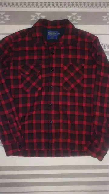 pendleton bordshirt 울 셔츠 빨간색 체커 오픈 카라 사양