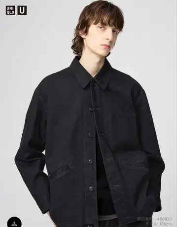 UNIQLO U 오버 사이즈 컬러 데님 자켓 블랙 S