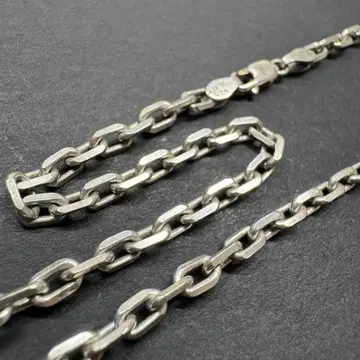 [ 와이드 45cm ] 굵은 사각 체인 목걸이 silver925