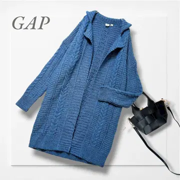 GAP 니트 롱 가디건 (S) 파랑 케이블 짜임 성숙 캐주얼 겉옷