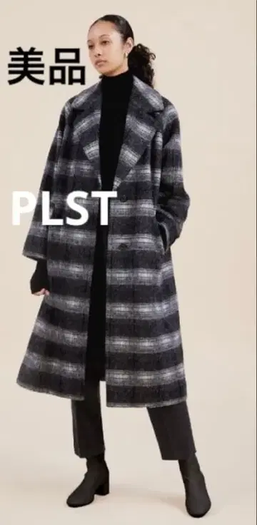 새상품급 PLST 샤기 체스터 코트 블랙