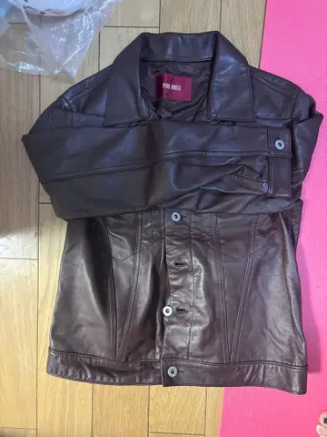 PINK HOUSE 브라운 가죽 자켓