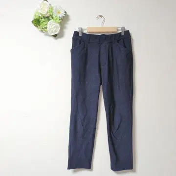 고품질 에콕스 다크 블루 슬랙스 가을/겨울 허리밴딩 [ M ]